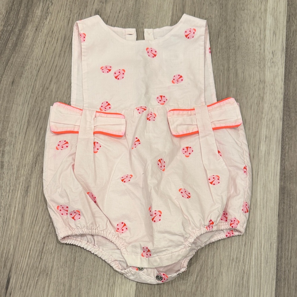Pink Heart Print Baby Romper